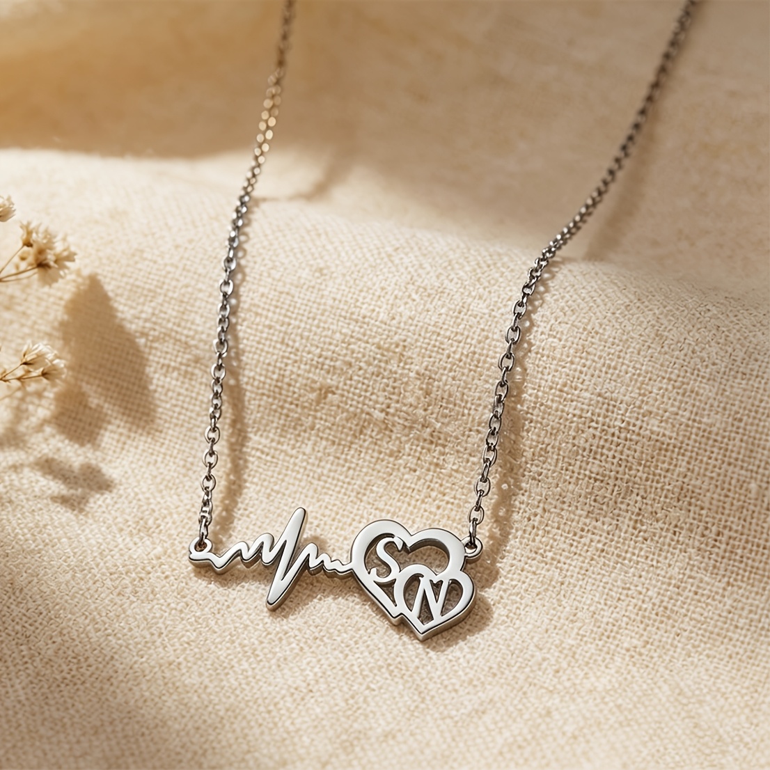 Women's ECG Hollow-Out Double Heart Custom Necklace